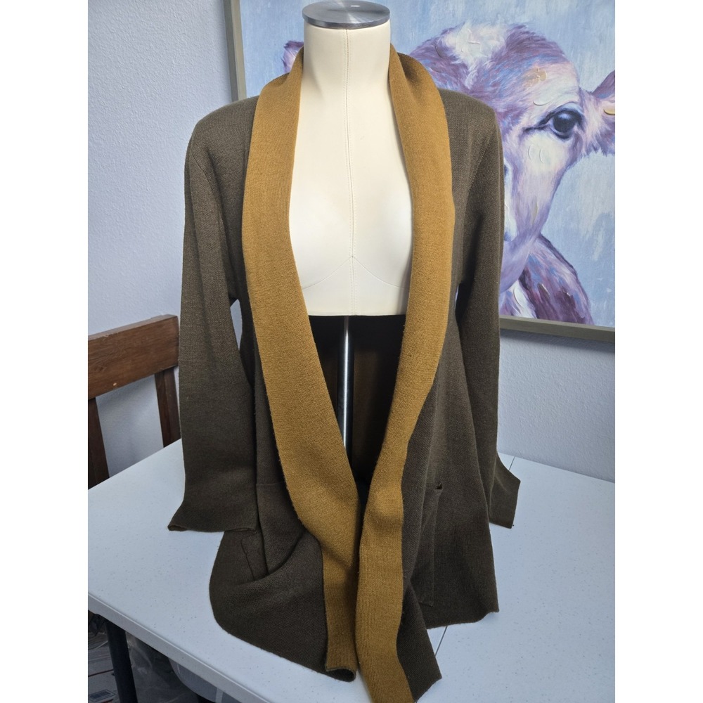 Kerisma Women's S‎ Green Soft Wool Blend Oversized Open Cardigan Knit Sweater